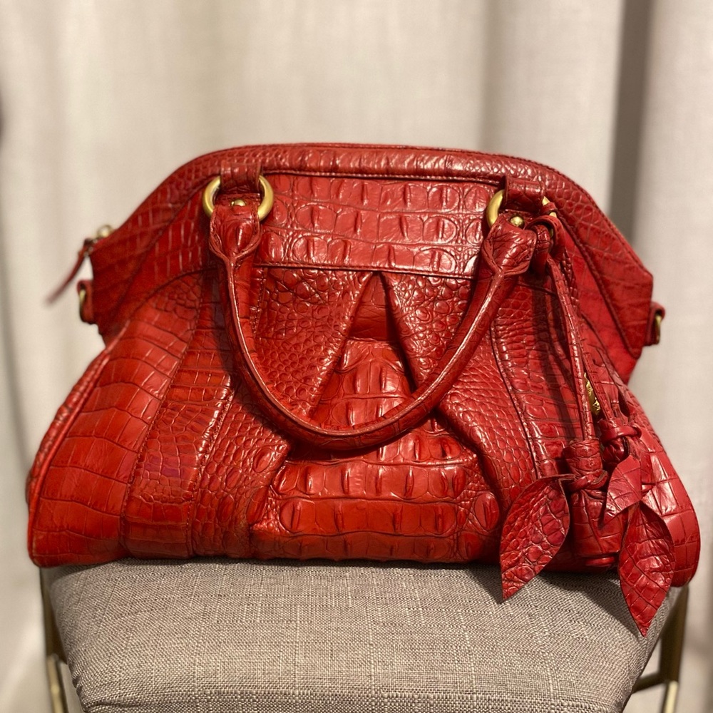 Brahmin Louisa Rose Poppy Leather Handbag - Very Good, Clean Inside Condition